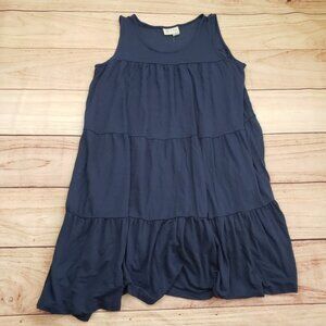 Saturday Sunday Anthropologie Tiered Dress Womens Large Blue Sleeveless Casual
